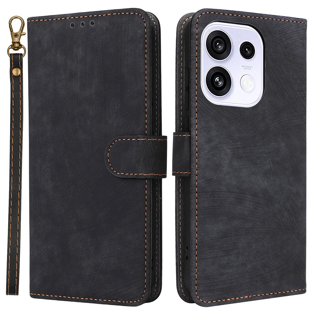 Wallet Case for Oppo Reno16 5G (Global) / Reno16 Pro 5G (Global) / Reno16 5G (China) RFID Blocking PU Leather Phone Cover Stand with Strap