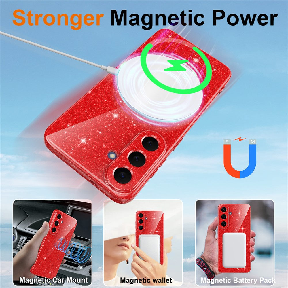 For Samsung Galaxy S26 FE Magnetic Case Glitter TPU Shockproof Phone Cover with Lanyard