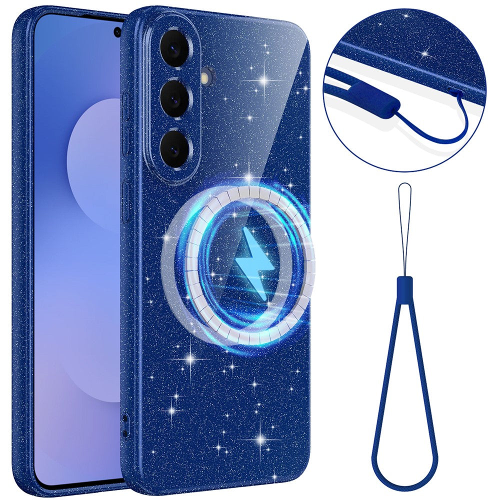 For Samsung Galaxy S26 FE Magnetic Case Glitter TPU Shockproof Phone Cover with Lanyard