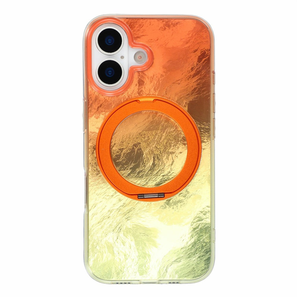 For iPhone 17 Case Rotating Ring Kickstand Aurora Gradient TPU Shockproof Phone Cover