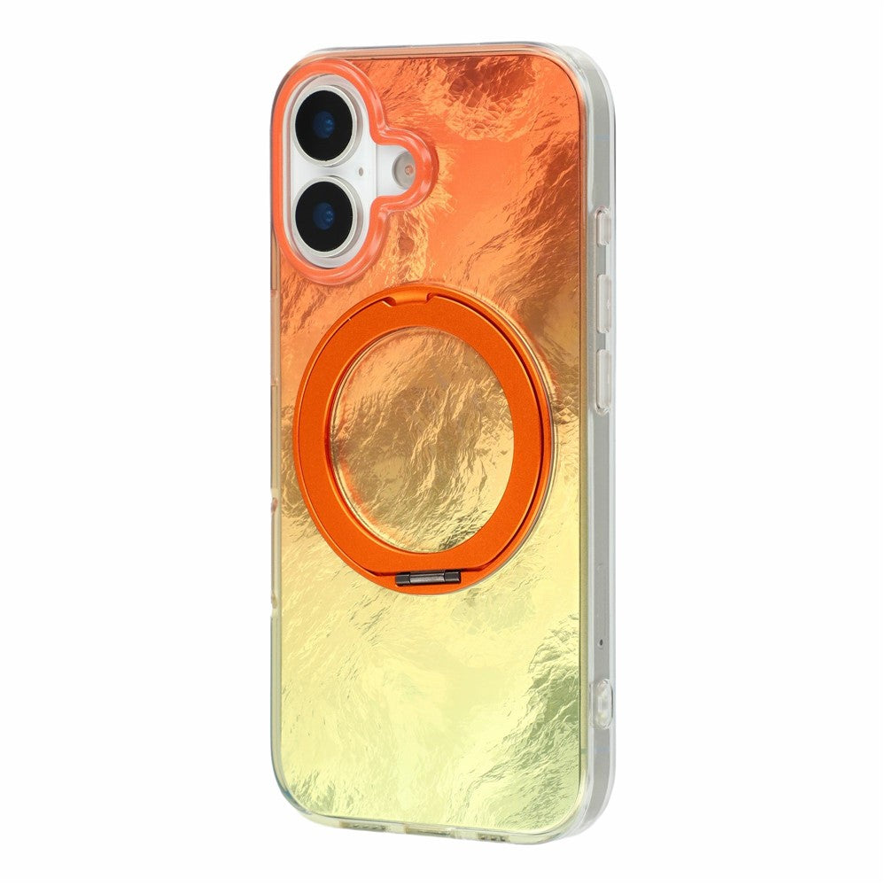 For iPhone 17 Case Rotating Ring Kickstand Aurora Gradient TPU Shockproof Phone Cover