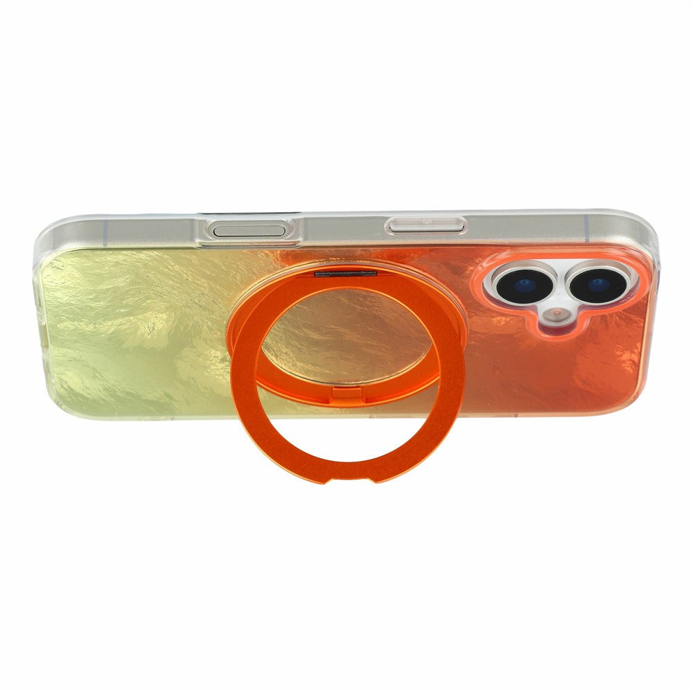 For iPhone 17 Case Rotating Ring Kickstand Aurora Gradient TPU Shockproof Phone Cover