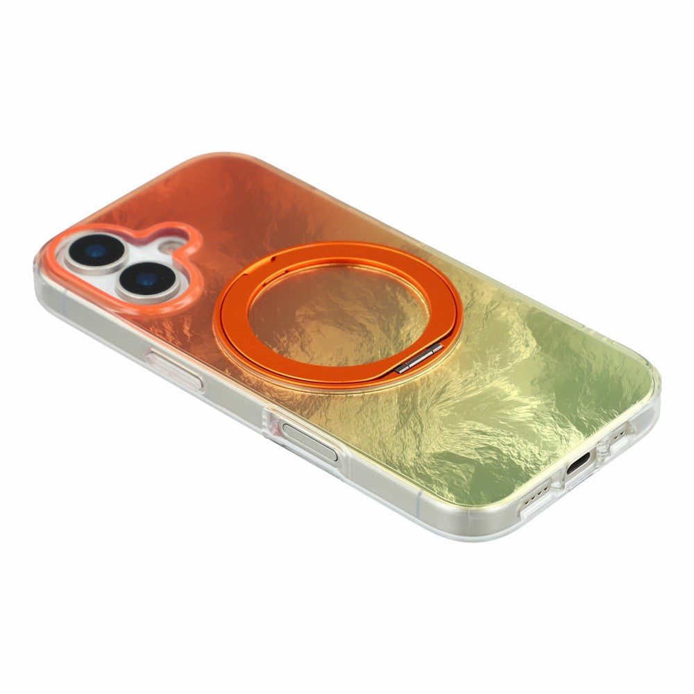 For iPhone 17 Case Rotating Ring Kickstand Aurora Gradient TPU Shockproof Phone Cover