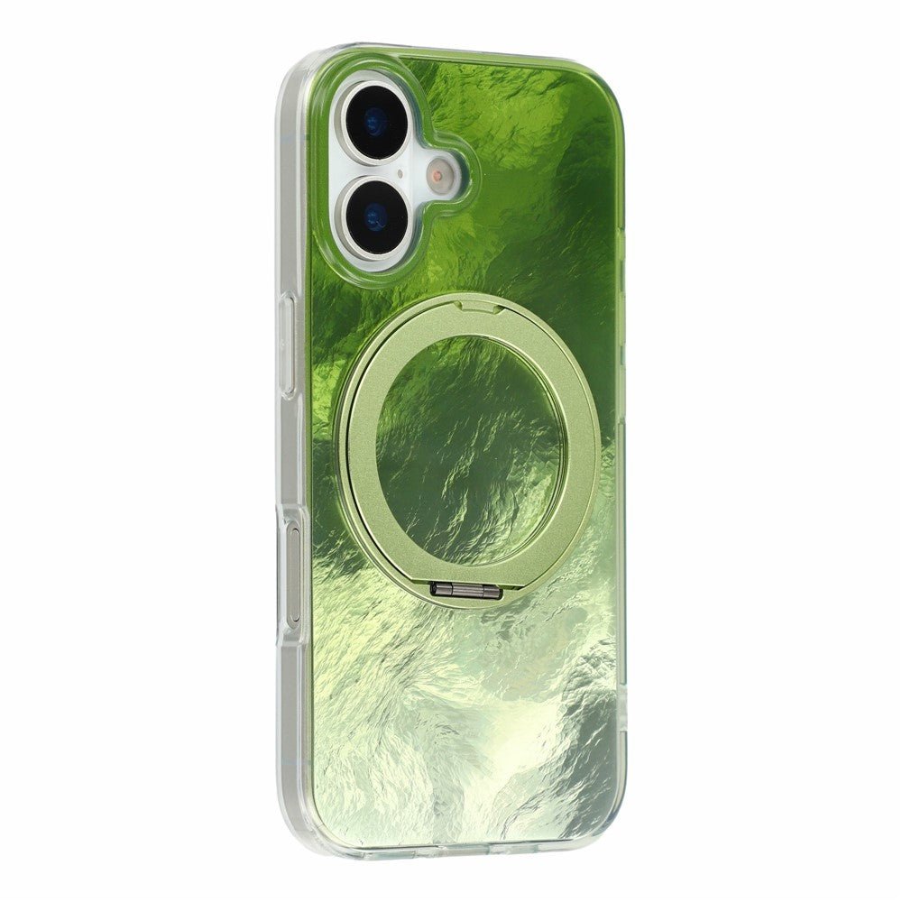 For iPhone 17 Case Rotating Ring Kickstand Aurora Gradient TPU Shockproof Phone Cover