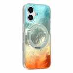 For iPhone 17 Case Rotating Ring Kickstand Aurora Gradient TPU Shockproof Phone Cover