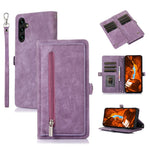 For Samsung Galaxy S26 FE Case Zipper Pocket 9 Card Slots PU Leather Phone Cover with Wrist Strap