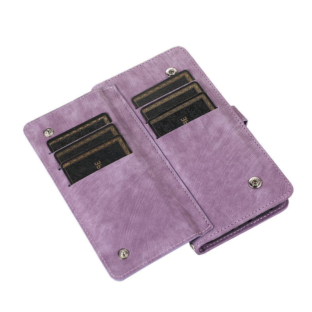 For Samsung Galaxy S26 FE Case Zipper Pocket 9 Card Slots PU Leather Phone Cover with Wrist Strap