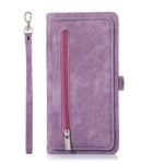 For Samsung Galaxy S26 FE Case Zipper Pocket 9 Card Slots PU Leather Phone Cover with Wrist Strap