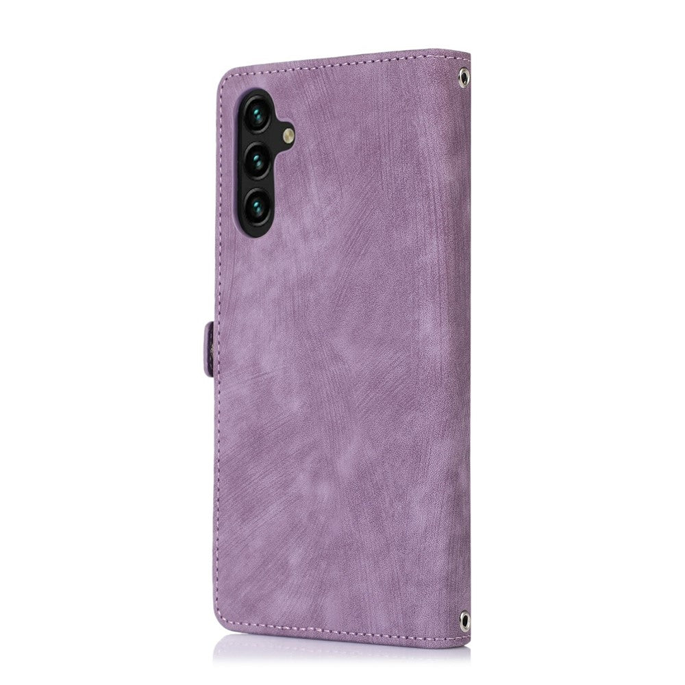 For Samsung Galaxy S26 FE Case Zipper Pocket 9 Card Slots PU Leather Phone Cover with Wrist Strap