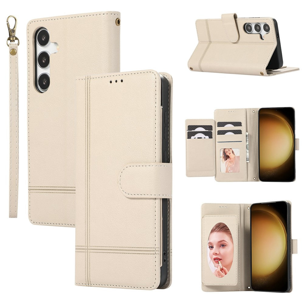 Til Samsung Galaxy S26 FE Cover TPU PU Læder Folio Flip Stødsikkert Telefoncover med Spejl