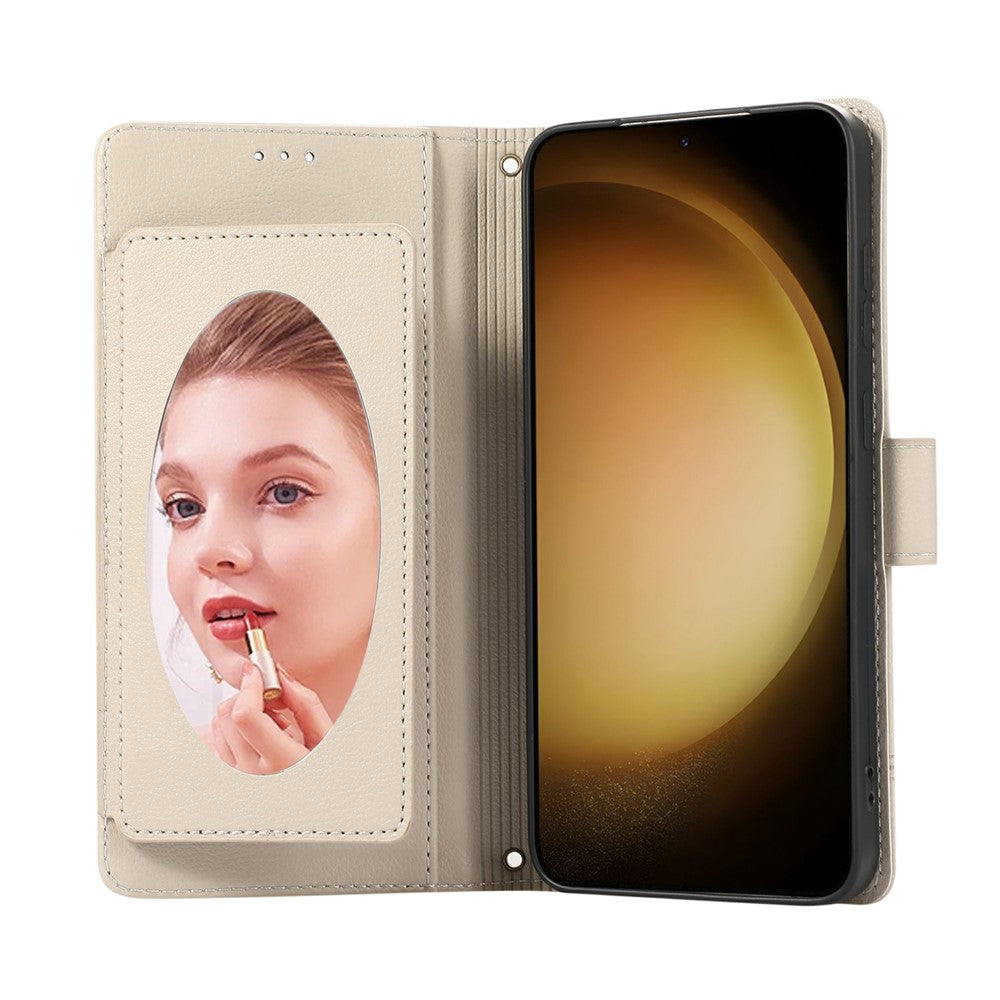 Til Samsung Galaxy S26 FE Cover TPU PU Læder Folio Flip Stødsikkert Telefoncover med Spejl