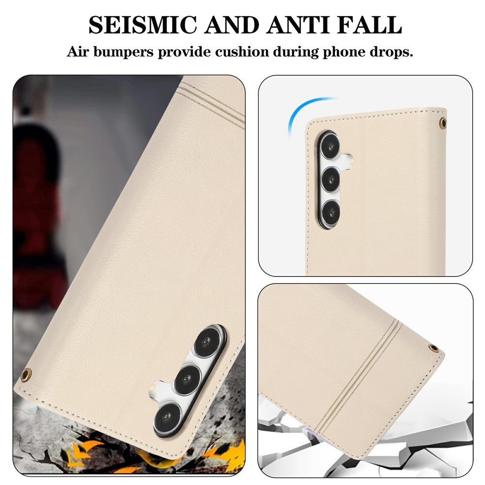 Til Samsung Galaxy S26 FE Cover TPU PU Læder Folio Flip Stødsikkert Telefoncover med Spejl
