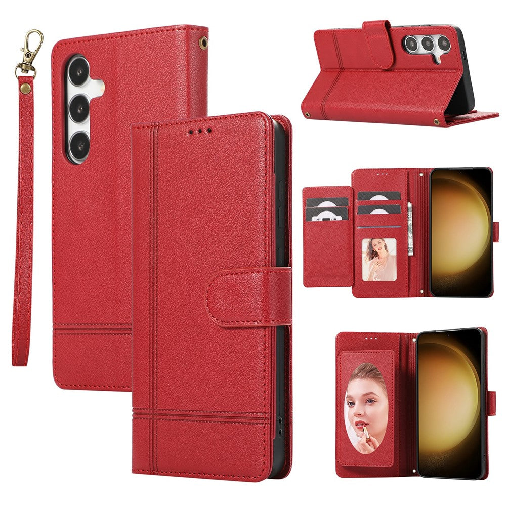 Til Samsung Galaxy S26 FE Cover TPU PU Læder Folio Flip Stødsikkert Telefoncover med Spejl