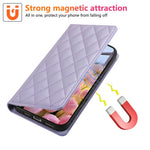 Til Samsung Galaxy S26 FE cover RFID-blokerende pung stativ rombe læder telefoncover med håndledsrem