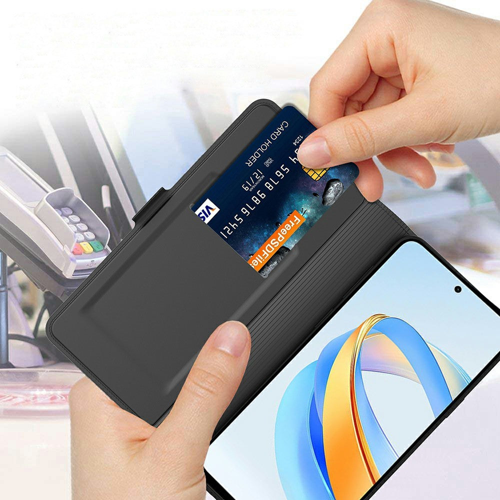 For Honor X80 Pro Max 5G Case Shockproof TPU Inner Shell Leather Phone Cover Card Slot