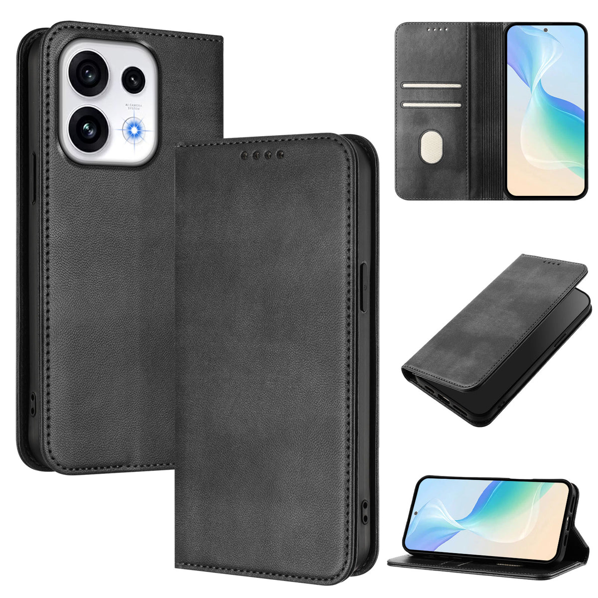 Til Oppo Reno16 FS 5G / Oppo Reno16 F 5G Pung-etuier Retro Tekstur RFID-Blokerende Læder Telefoncover
