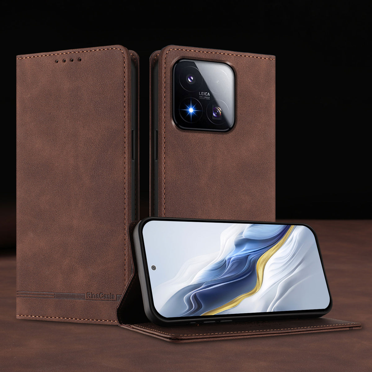For Xiaomi 17 Max Case RINACASIS RC23 RFID Blocking Wallet Stand PU Leather Phone Cover