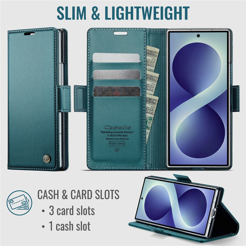 CASEME for Samsung Galaxy Z Fold8 Ultra Case  023 Series RFID Blocking Wallet Stand Glossy Litchi Texture Leather Phone Cover