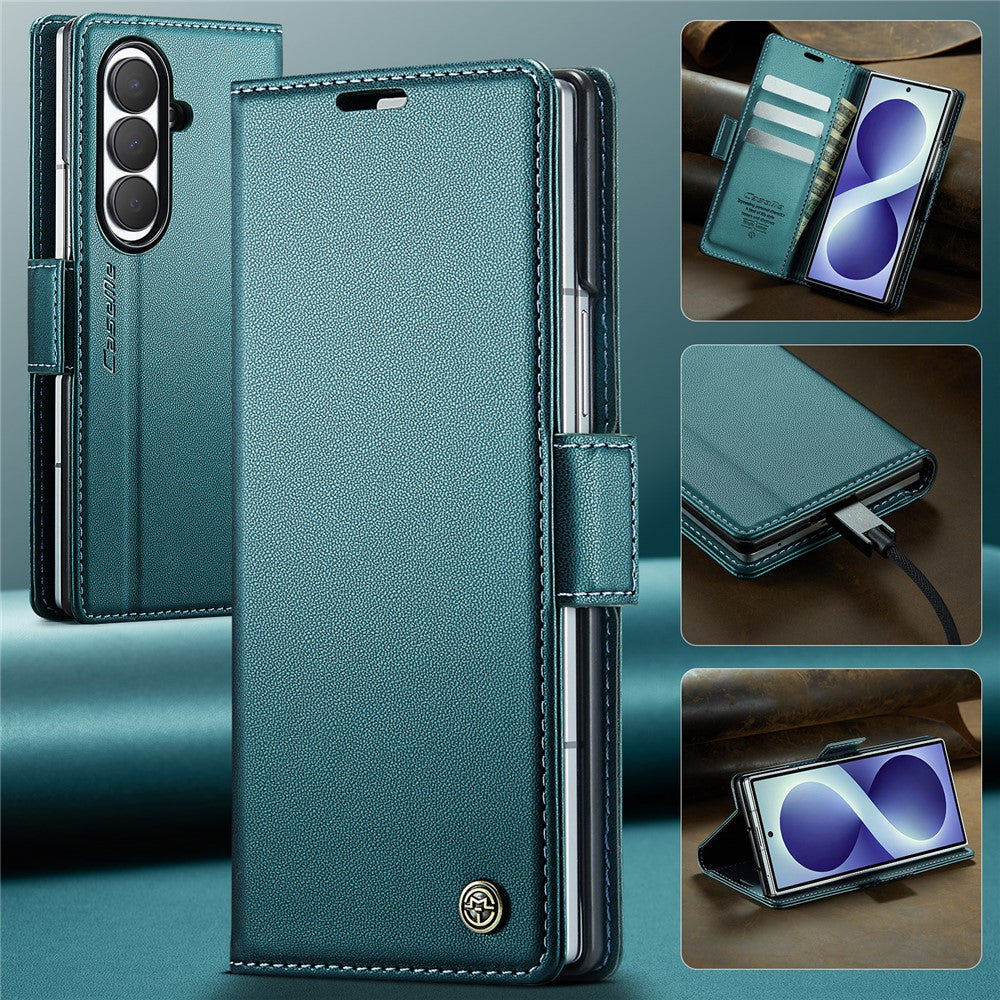 CASEME for Samsung Galaxy Z Fold8 Ultra Case  023 Series RFID Blocking Wallet Stand Glossy Litchi Texture Leather Phone Cover