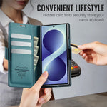 CASEME for Samsung Galaxy Z Fold8 Ultra Case  023 Series RFID Blocking Wallet Stand Glossy Litchi Texture Leather Phone Cover