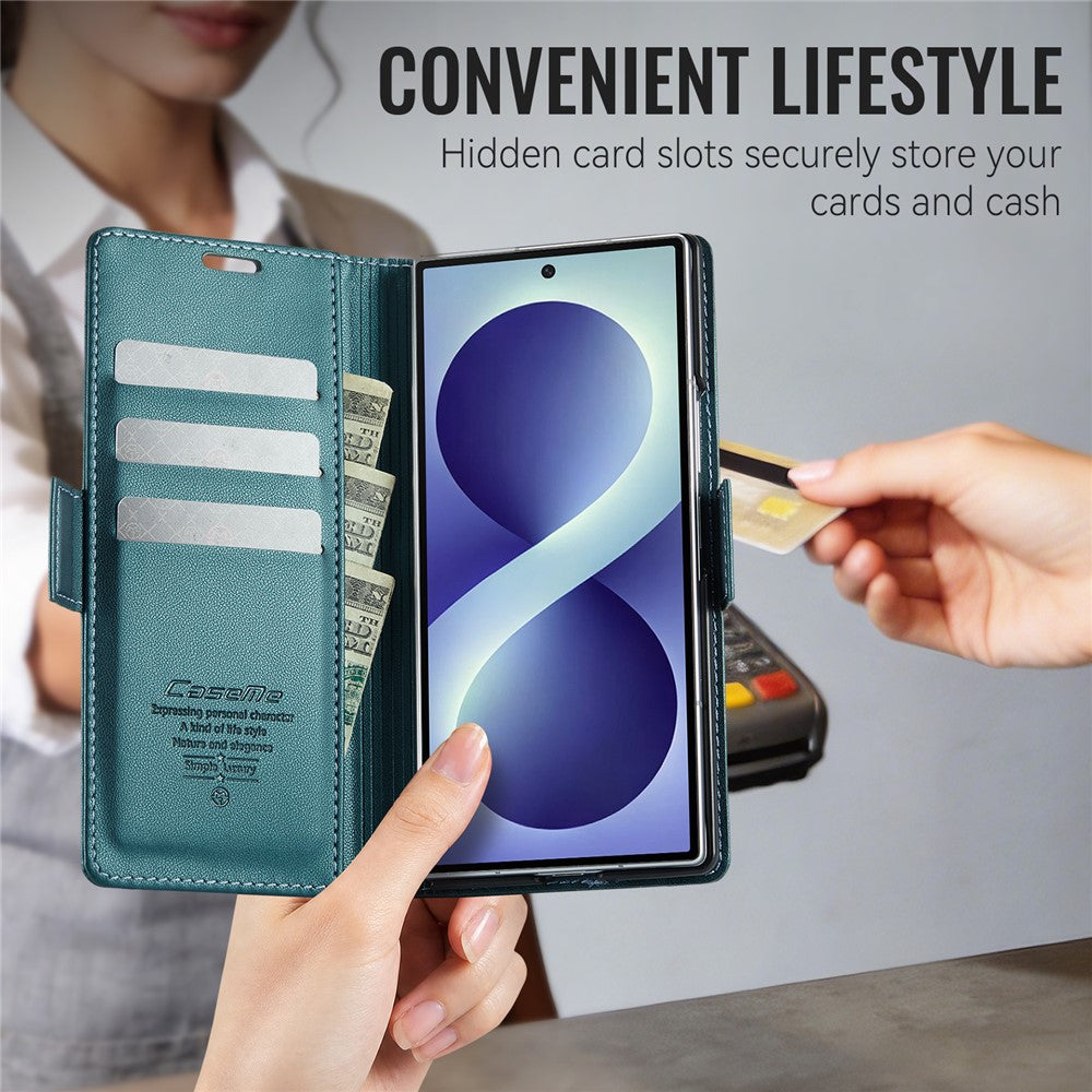 CASEME for Samsung Galaxy Z Fold8 Ultra Case  023 Series RFID Blocking Wallet Stand Glossy Litchi Texture Leather Phone Cover