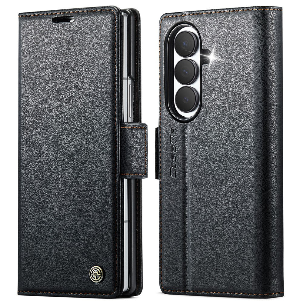 CASEME for Samsung Galaxy Z Fold8 Ultra Case  023 Series RFID Blocking Wallet Stand Glossy Litchi Texture Leather Phone Cover