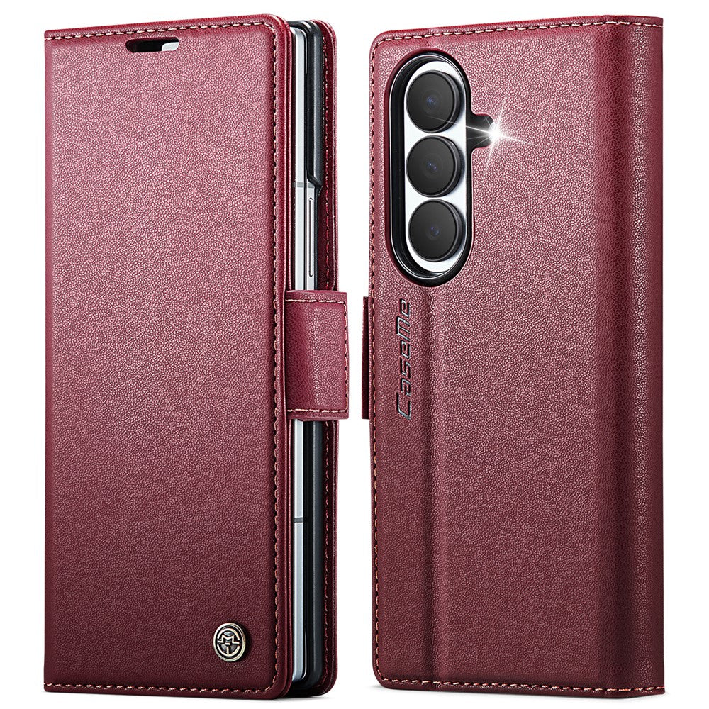 CASEME for Samsung Galaxy Z Fold8 Ultra Case  023 Series RFID Blocking Wallet Stand Glossy Litchi Texture Leather Phone Cover