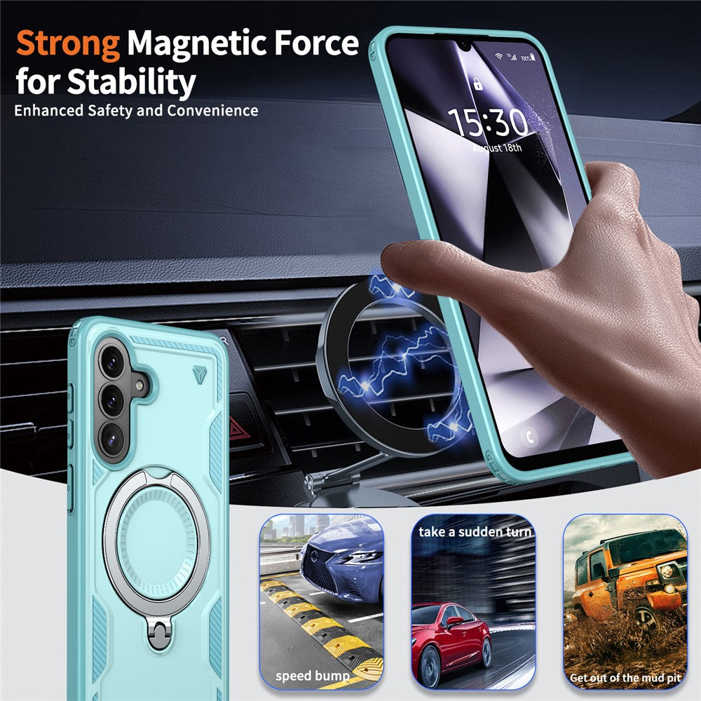 For Samsung Galaxy A57 5G Magnetic Case Military Protection PC + TPU Kickstand Phone Cover