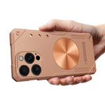 Til iPhone 16 Pro Max Cover Kobber Varmeafledning TPU + Metal Køle Telefoncover Understøtter Magnetisk Bilholder