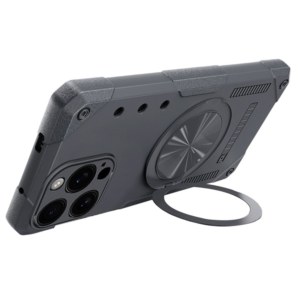 Til iPhone 16 Pro Magnetisk Cover 360° Roterende Ring Kickstand TPU Telefoncover