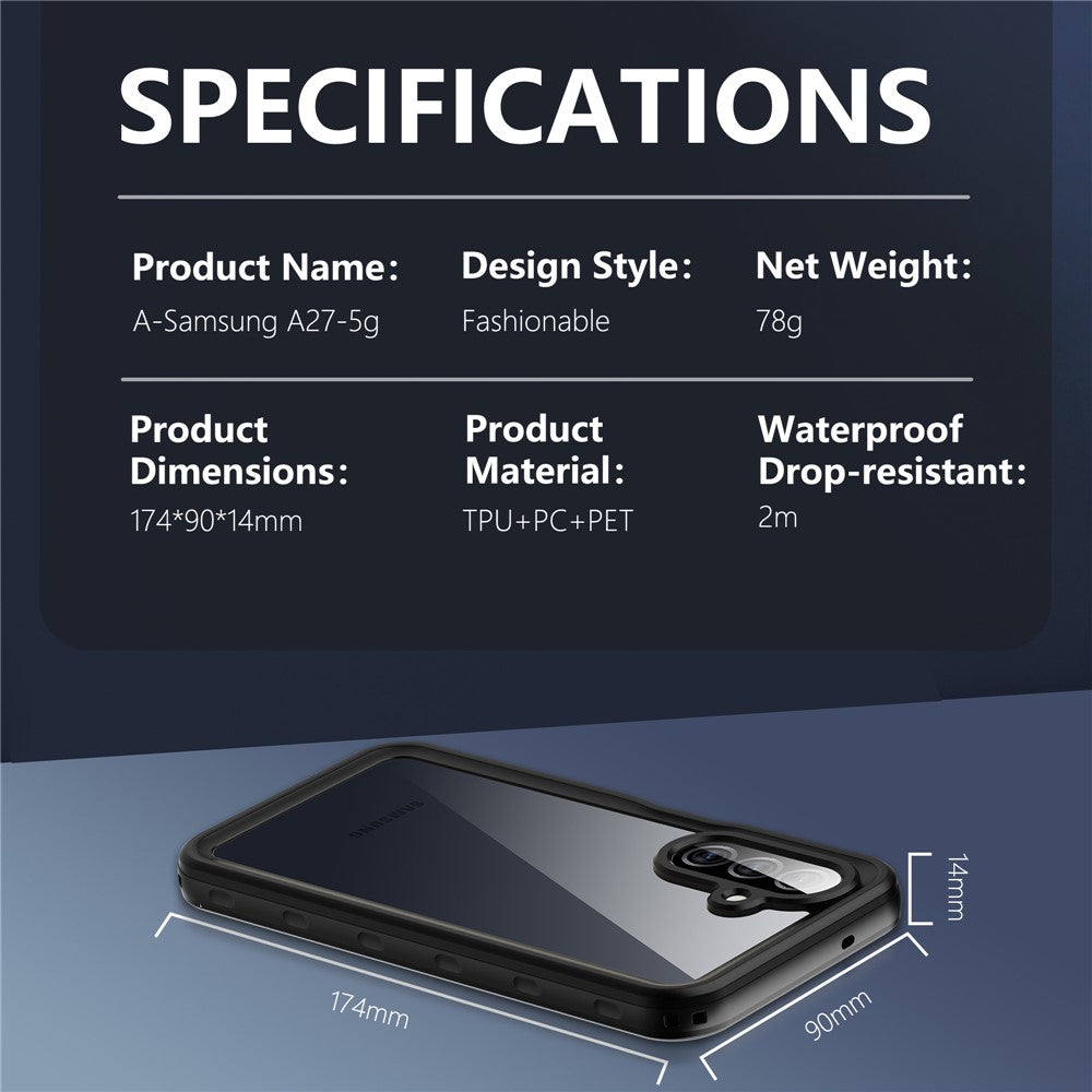 REDPEPPER A Series For Samsung Galaxy A27 5G IP68 Phone Case Clear Back Waterproof Cover