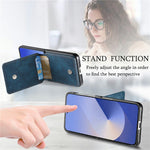 For Samsung Galaxy Z Flip7 5G Case Card Slots Kickstand PU Leather + PC Phone Cover with Rhinestone Ring Holder