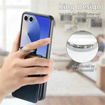 For Samsung Galaxy Z Flip7 5G Case Card Slots Kickstand PU Leather + PC Phone Cover with Rhinestone Ring Holder