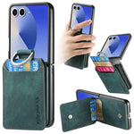 For Samsung Galaxy Z Flip7 5G Case Card Slots Kickstand PU Leather + PC Phone Cover with Rhinestone Ring Holder