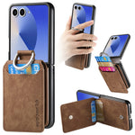 For Samsung Galaxy Z Flip7 5G Case Card Slots Kickstand PU Leather + PC Phone Cover with Rhinestone Ring Holder