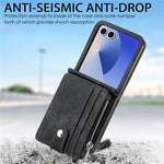 For Samsung Galaxy Z Flip7 5G Case Detachable 2-in-1 Card Slots Zipper Leather + PC Phone Cover