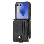 For Samsung Galaxy Z Flip7 5G Case Detachable 2-in-1 Card Slots Zipper Leather + PC Phone Cover