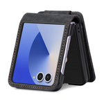 For Samsung Galaxy Z Flip7 5G Case Detachable 2-in-1 Card Slots Zipper Leather + PC Phone Cover