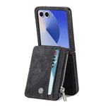 For Samsung Galaxy Z Flip7 5G Case Detachable 2-in-1 Card Slots Zipper Leather + PC Phone Cover