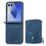 For Samsung Galaxy Z Flip7 5G Case Detachable 2-in-1 Card Slots Zipper Leather + PC Phone Cover