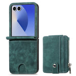 For Samsung Galaxy Z Flip7 5G Case Detachable 2-in-1 Card Slots Zipper Leather + PC Phone Cover