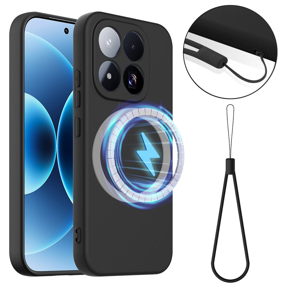 For Xiaomi 17 Max Magnetic Case Anti-Drop Liquid Silicone Phone Cover with Lanyard