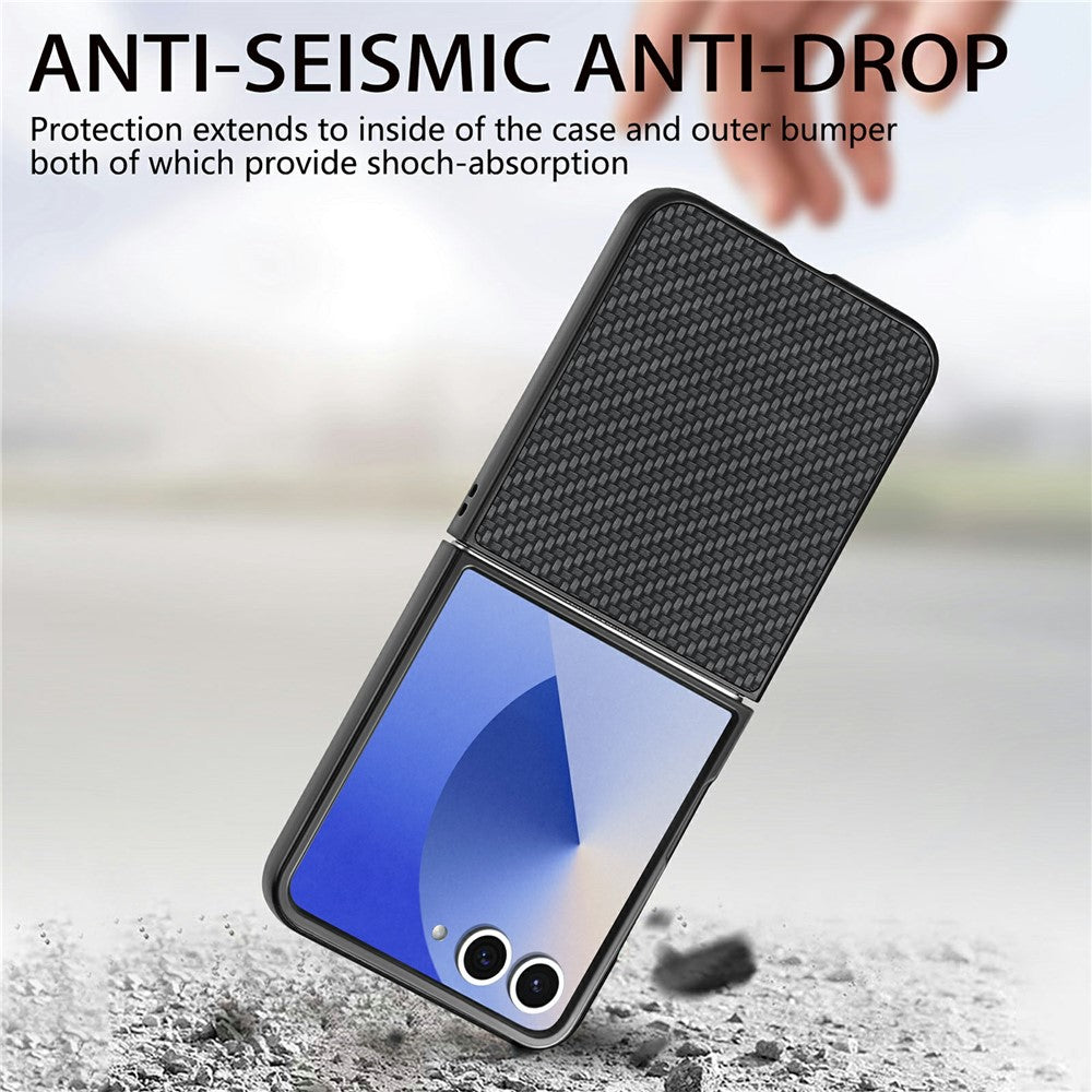 Til Samsung Galaxy Z Flip8 Cover Kulfibertekstur PU-læder + PC + TPU Telefoncover