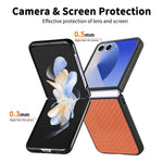 Til Samsung Galaxy Z Flip8 Cover Kulfibertekstur PU-læder + PC + TPU Telefoncover