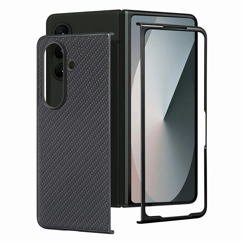 For Samsung Galaxy Z Fold7 5G Case Carbon Fiber Texture PU Leather + PC + TPU Phone Cover