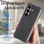 For Samsung Galaxy Z Fold7 5G Case Carbon Fiber Texture PU Leather + PC + TPU Phone Cover