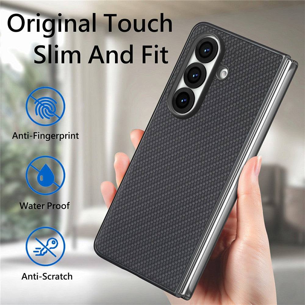 For Samsung Galaxy Z Fold7 5G Case Carbon Fiber Texture PU Leather + PC + TPU Phone Cover