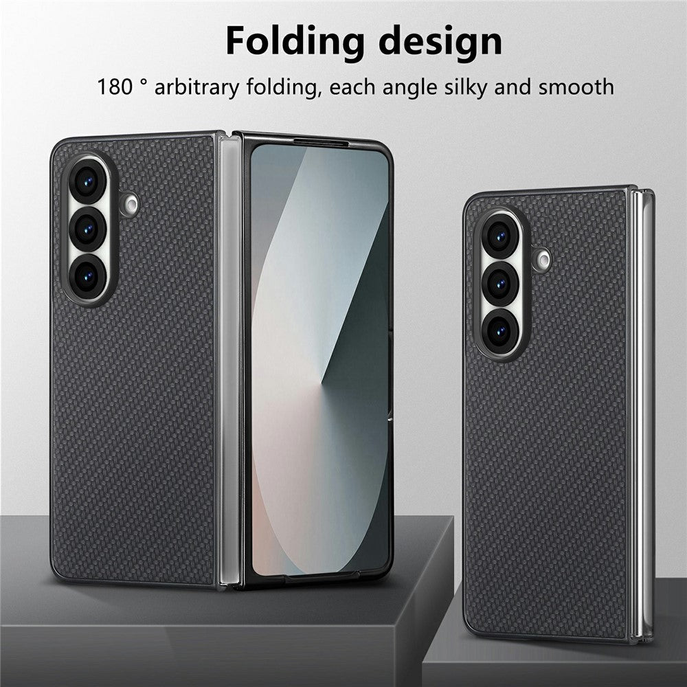 For Samsung Galaxy Z Fold7 5G Case Carbon Fiber Texture PU Leather + PC + TPU Phone Cover