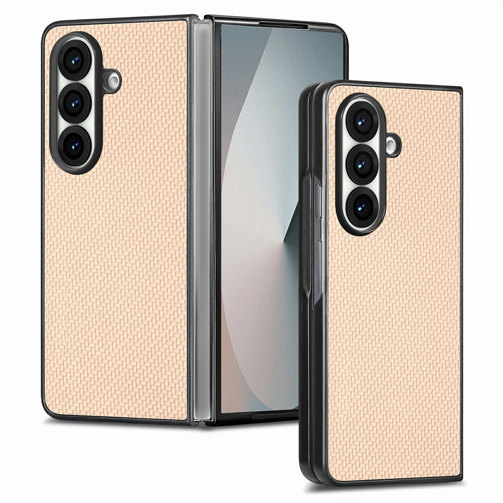 For Samsung Galaxy Z Fold7 5G Case Carbon Fiber Texture PU Leather + PC + TPU Phone Cover