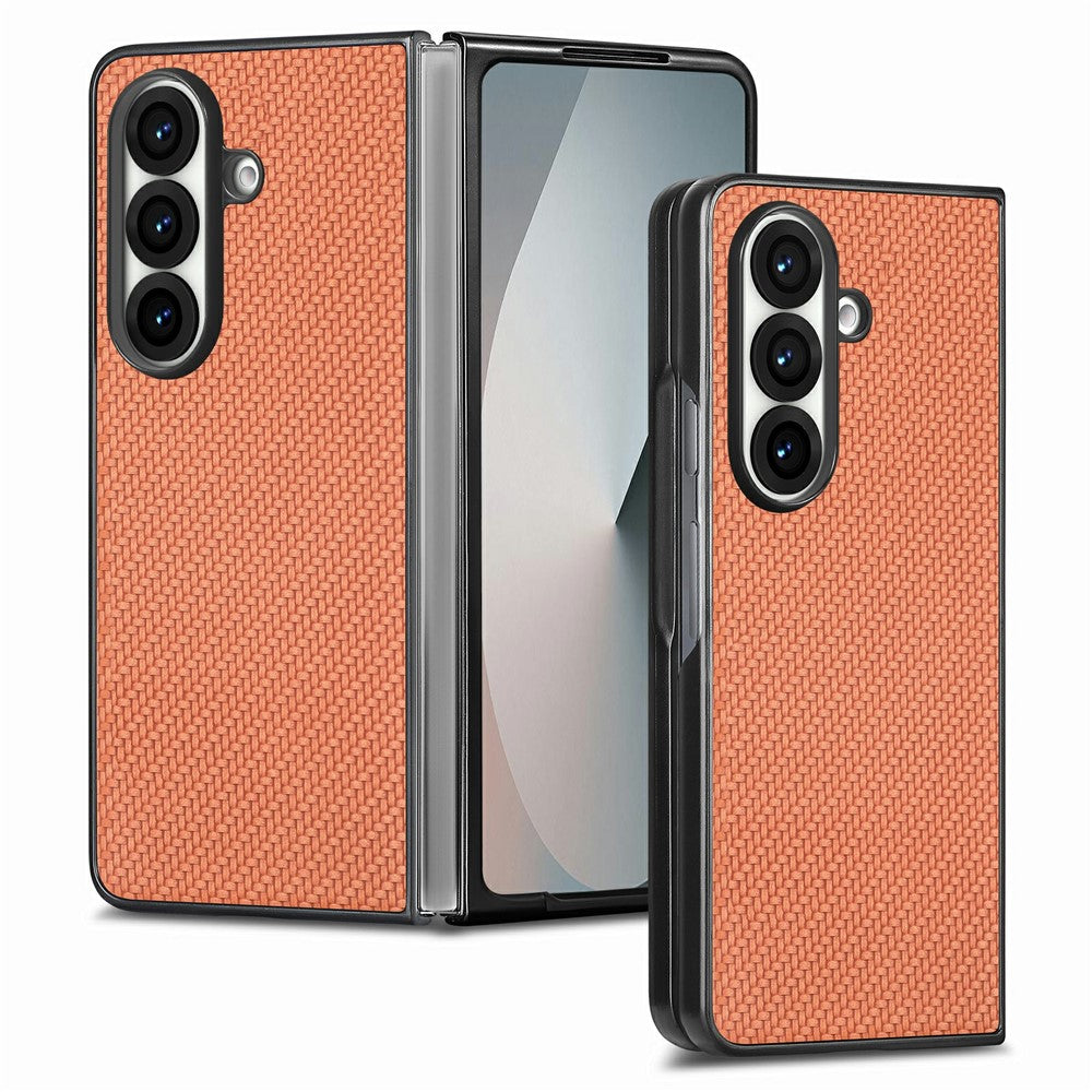 For Samsung Galaxy Z Fold7 5G Case Carbon Fiber Texture PU Leather + PC + TPU Phone Cover